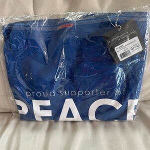 RARE Peace love world Blue Peace Supporter Tote Bag
